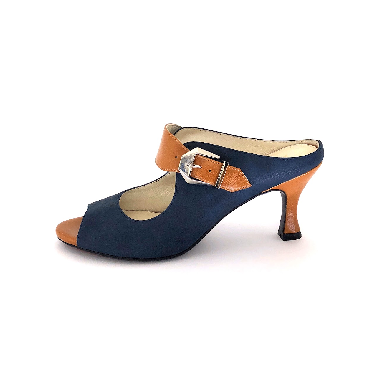 Peeptoe Slip-On Mule 6cm Heel With Adjustable Buckle - Devereux