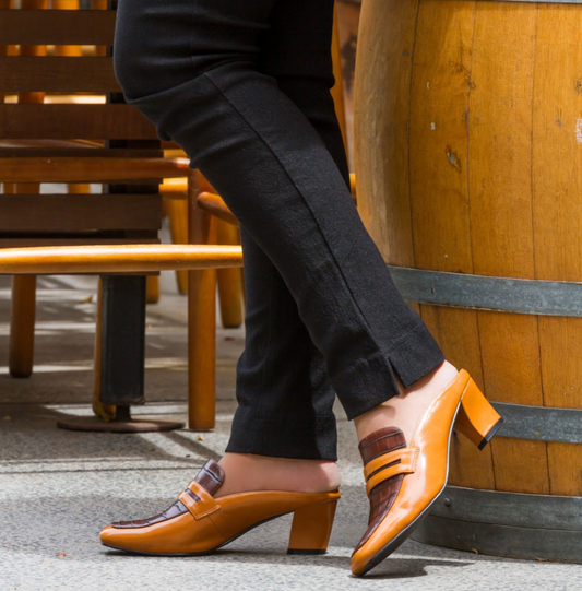 Square Toe Low Heel Mule Loafer - Carmel